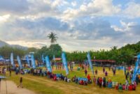 Suasana pertandingan voli di Lapangan Soknar, Desa Golo Mori, Minggu (14/6/2026) sore. (Foto Sarifudin/GBRNews.id) 