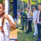 Foto Kolase Penyambutan dan Sambutan Ketua ASKAB PSSI Manggarai Barat, Marianus Yono Jehanu pada pembukaan Turnamen 1 Abad SDK Orong. 